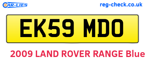 EK59MDO are the vehicle registration plates.