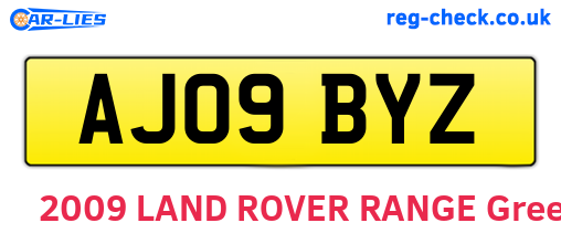 AJ09BYZ are the vehicle registration plates.
