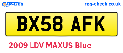 BX58AFK are the vehicle registration plates.