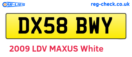 DX58BWY are the vehicle registration plates.