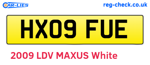 HX09FUE are the vehicle registration plates.