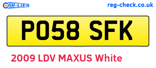 PO58SFK are the vehicle registration plates.