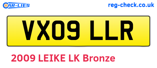 VX09LLR are the vehicle registration plates.