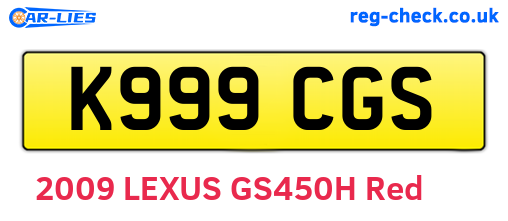 K999CGS are the vehicle registration plates.