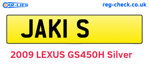 JAK1S are the vehicle registration plates.