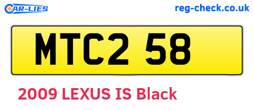 MTC258 are the vehicle registration plates.