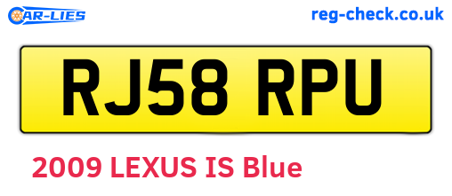 RJ58RPU are the vehicle registration plates.