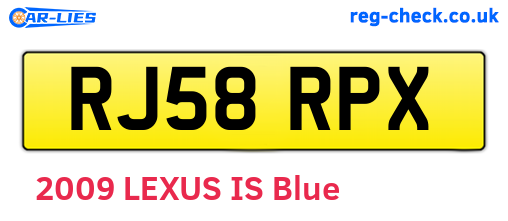 RJ58RPX are the vehicle registration plates.