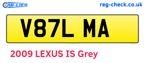 V87LMA are the vehicle registration plates.