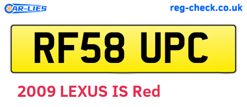 RF58UPC are the vehicle registration plates.