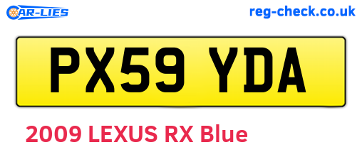 PX59YDA are the vehicle registration plates.