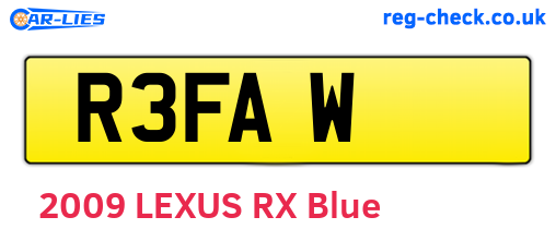 R3FAW are the vehicle registration plates.