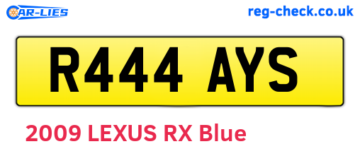 R444AYS are the vehicle registration plates.