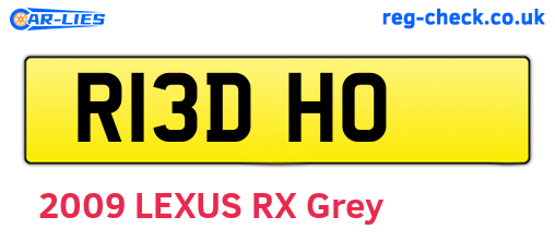 R13DHO are the vehicle registration plates.