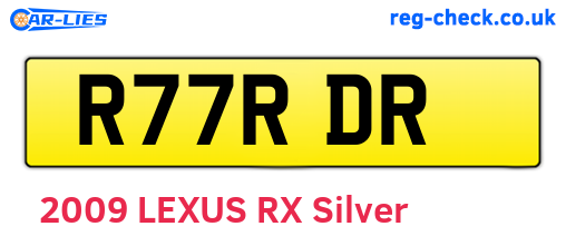 R77RDR are the vehicle registration plates.