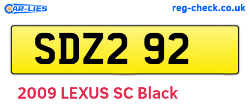 SDZ292 are the vehicle registration plates.
