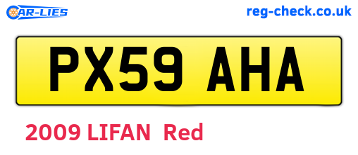 PX59AHA are the vehicle registration plates.
