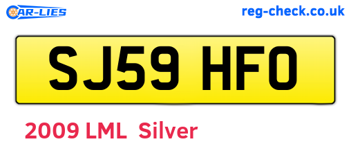 SJ59HFO are the vehicle registration plates.