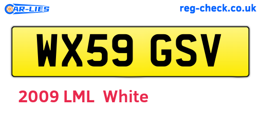 WX59GSV are the vehicle registration plates.