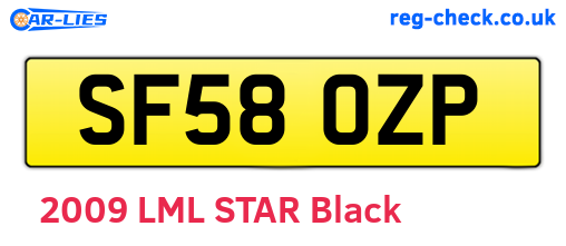 SF58OZP are the vehicle registration plates.