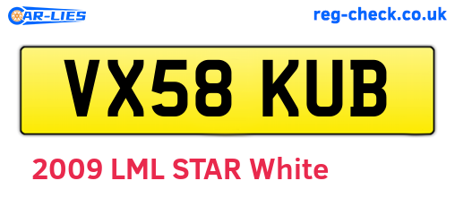 VX58KUB are the vehicle registration plates.