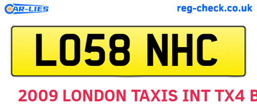 LO58NHC are the vehicle registration plates.