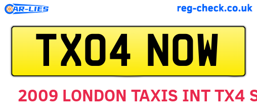 TX04NOW are the vehicle registration plates.