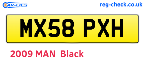 MX58PXH are the vehicle registration plates.