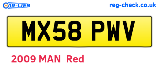 MX58PWV are the vehicle registration plates.