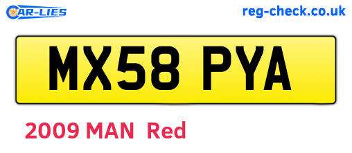 MX58PYA are the vehicle registration plates.