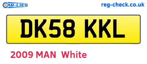 DK58KKL are the vehicle registration plates.