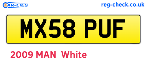 MX58PUF are the vehicle registration plates.