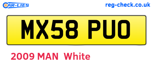 MX58PUO are the vehicle registration plates.