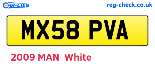 MX58PVA are the vehicle registration plates.