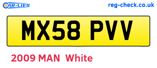 MX58PVV are the vehicle registration plates.