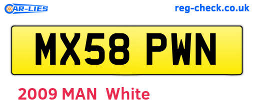 MX58PWN are the vehicle registration plates.