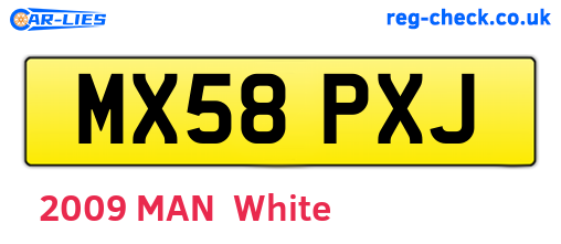 MX58PXJ are the vehicle registration plates.