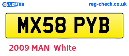 MX58PYB are the vehicle registration plates.