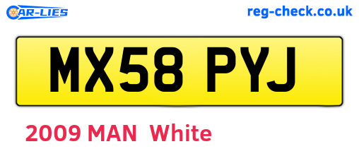 MX58PYJ are the vehicle registration plates.