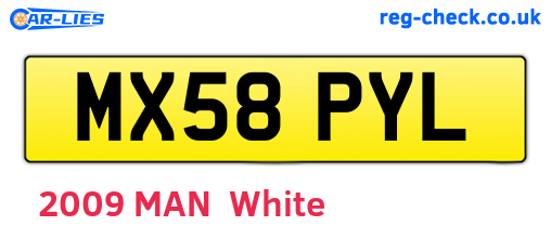 MX58PYL are the vehicle registration plates.