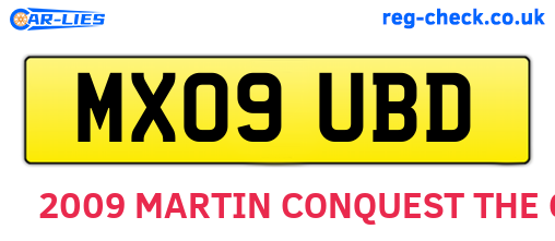MX09UBD are the vehicle registration plates.