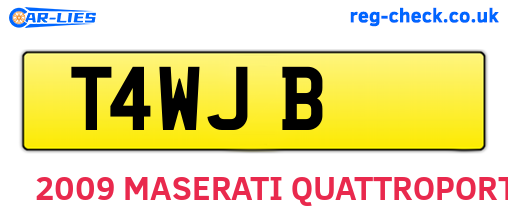 T4WJB are the vehicle registration plates.