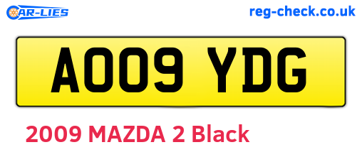 AO09YDG are the vehicle registration plates.
