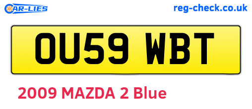 OU59WBT are the vehicle registration plates.