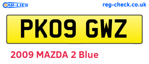 PK09GWZ are the vehicle registration plates.