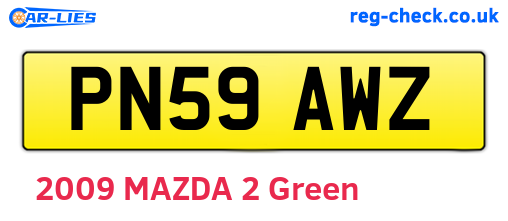PN59AWZ are the vehicle registration plates.