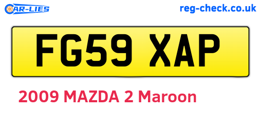 FG59XAP are the vehicle registration plates.