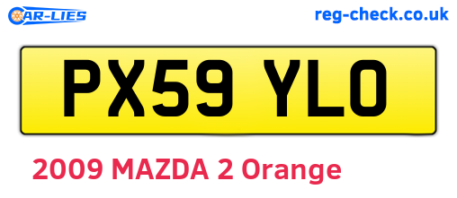 PX59YLO are the vehicle registration plates.