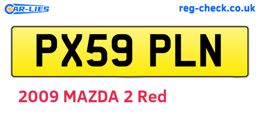 PX59PLN are the vehicle registration plates.