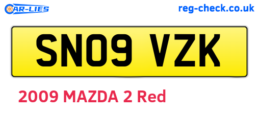 SN09VZK are the vehicle registration plates.
